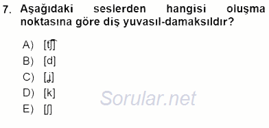 Genel Dilbilim 2 2015 - 2016 Ara Sınavı 7.Soru