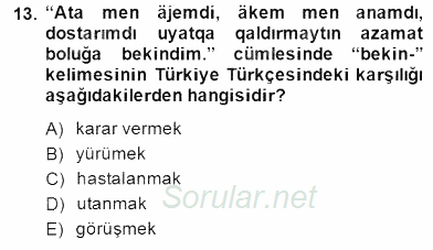 Çağdaş Türk Yazı Dilleri 2 2014 - 2015 Dönem Sonu Sınavı 13.Soru