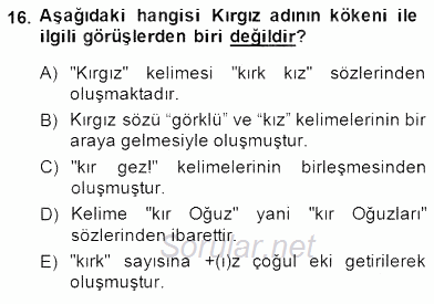 Çağdaş Türk Yazı Dilleri 2 2014 - 2015 Dönem Sonu Sınavı 16.Soru
