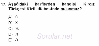 Çağdaş Türk Yazı Dilleri 2 2014 - 2015 Dönem Sonu Sınavı 17.Soru