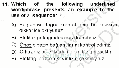 Çeviri (İng/Türk) 2013 - 2014 Ara Sınavı 11.Soru