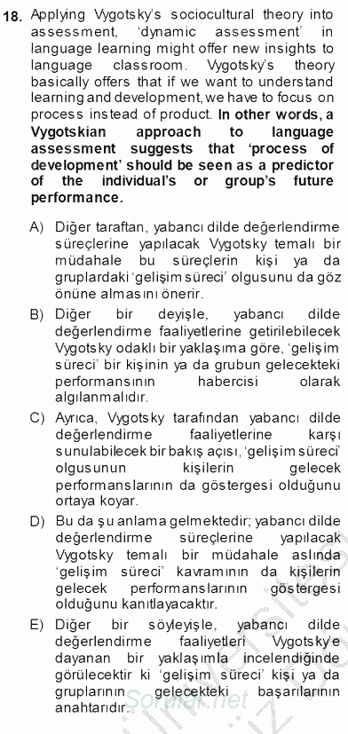 Çeviri (İng/Türk) 2013 - 2014 Ara Sınavı 18.Soru