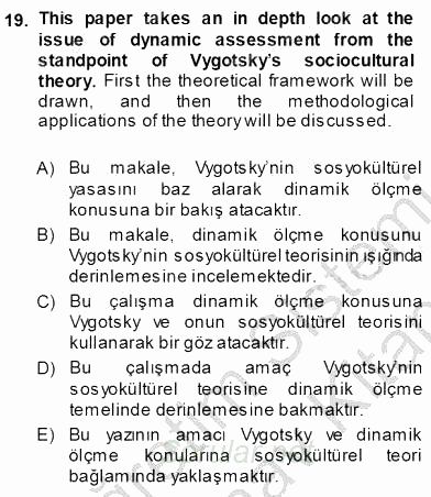 Çeviri (İng/Türk) 2013 - 2014 Ara Sınavı 19.Soru