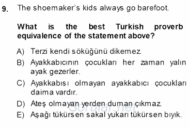 Çeviri (İng/Türk) 2013 - 2014 Ara Sınavı 9.Soru