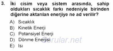 Enerji Tasarrufu 2014 - 2015 Dönem Sonu Sınavı 3.Soru