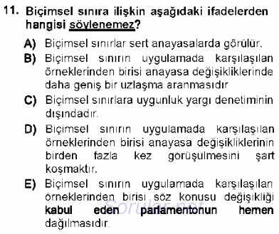 Türk Anayasa Hukuku 2012 - 2013 Ara Sınavı 11.Soru