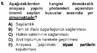 Türk Anayasa Hukuku 2012 - 2013 Ara Sınavı 8.Soru
