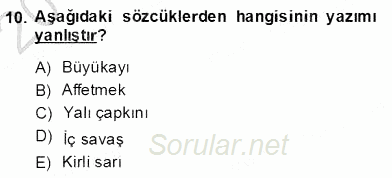 Türkçe Yazılı Anlatım 2013 - 2014 Dönem Sonu Sınavı 10.Soru