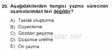 Türkçe Yazılı Anlatım 2013 - 2014 Dönem Sonu Sınavı 20.Soru