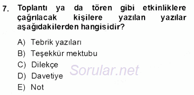 Türkçe Yazılı Anlatım 2013 - 2014 Dönem Sonu Sınavı 7.Soru