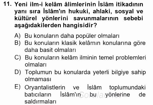 Kelam'A Giriş 2014 - 2015 Tek Ders Sınavı 11.Soru