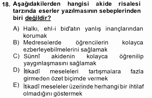 Kelam'A Giriş 2014 - 2015 Tek Ders Sınavı 18.Soru