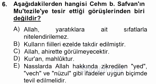 Kelam'A Giriş 2014 - 2015 Tek Ders Sınavı 6.Soru
