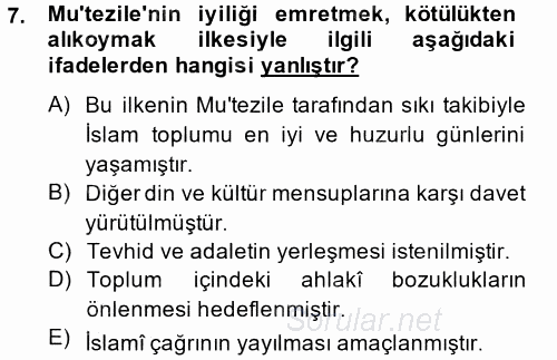 Kelam'A Giriş 2014 - 2015 Tek Ders Sınavı 7.Soru