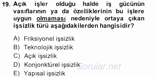 Türkiye´nin Toplumsal Yapısı 2014 - 2015 Dönem Sonu Sınavı 19.Soru