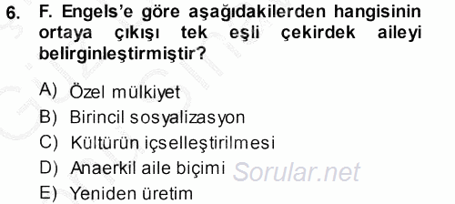 Türkiye´nin Toplumsal Yapısı 2014 - 2015 Dönem Sonu Sınavı 6.Soru