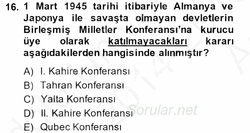 Türkiye Cumhuriyeti İktisat Tarihi 2014 - 2015 Ara Sınavı 16.Soru