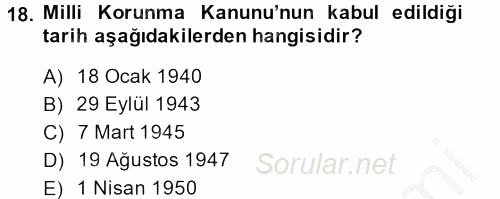 Türkiye Cumhuriyeti İktisat Tarihi 2014 - 2015 Ara Sınavı 18.Soru