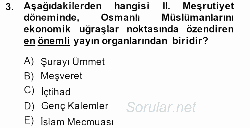 Türkiye Cumhuriyeti İktisat Tarihi 2014 - 2015 Ara Sınavı 3.Soru