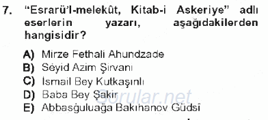 Çağdaş Türk Edebiyatları 1 2012 - 2013 Tek Ders Sınavı 7.Soru