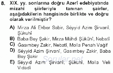 Çağdaş Türk Edebiyatları 1 2012 - 2013 Tek Ders Sınavı 8.Soru