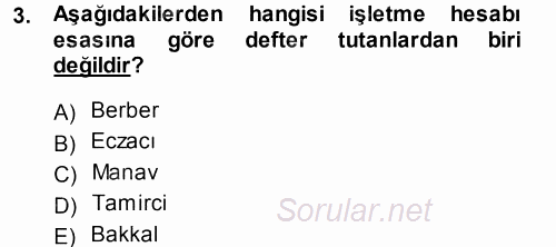 Türk Vergi Sistemi 2013 - 2014 Tek Ders Sınavı 3.Soru
