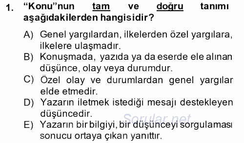 Türk Dili 2 2013 - 2014 Dönem Sonu Sınavı 1.Soru