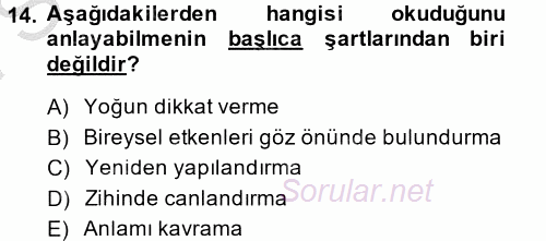 Türk Dili 2 2013 - 2014 Dönem Sonu Sınavı 14.Soru