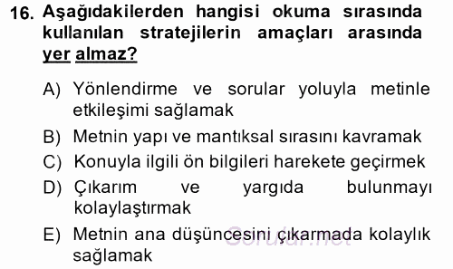 Türk Dili 2 2013 - 2014 Dönem Sonu Sınavı 16.Soru