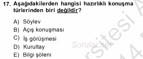 Türk Dili 2 2013 - 2014 Dönem Sonu Sınavı 17.Soru