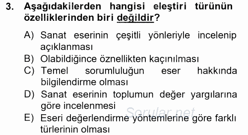 Türk Dili 2 2013 - 2014 Dönem Sonu Sınavı 3.Soru
