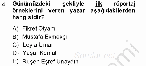 Türk Dili 2 2013 - 2014 Dönem Sonu Sınavı 4.Soru