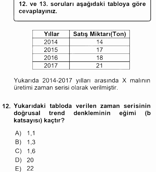 İstatistik 2 2017 - 2018 Dönem Sonu Sınavı 12.Soru