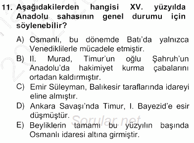 XIV-XV. Yüzyıllar Türk Edebiyatı 2012 - 2013 Ara Sınavı 11.Soru