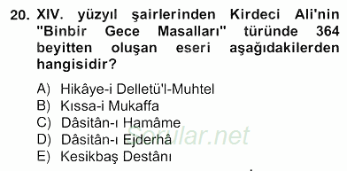 XIV-XV. Yüzyıllar Türk Edebiyatı 2012 - 2013 Ara Sınavı 20.Soru