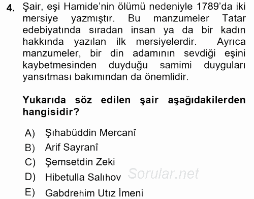 Çağdaş Türk Edebiyatları 1 2017 - 2018 Ara Sınavı 4.Soru