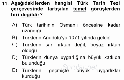 Atatürk İlkeleri Ve İnkılap Tarihi 2 2015 - 2016 Ara Sınavı 11.Soru