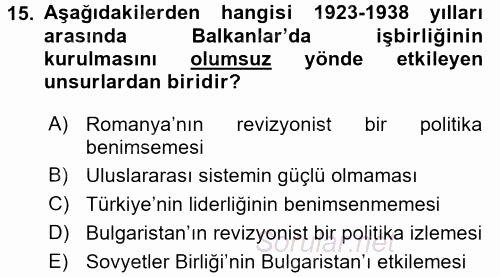 Atatürk İlkeleri Ve İnkılap Tarihi 2 2015 - 2016 Ara Sınavı 15.Soru