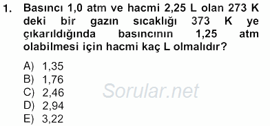Genel Kimya 2 2012 - 2013 Ara Sınavı 1.Soru