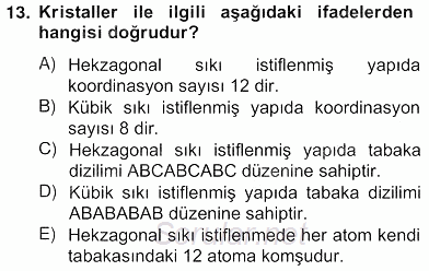 Genel Kimya 2 2012 - 2013 Ara Sınavı 13.Soru