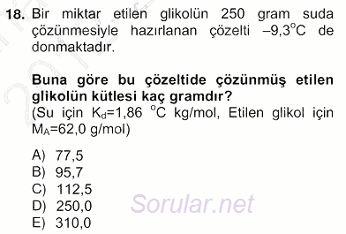 Genel Kimya 2 2012 - 2013 Ara Sınavı 18.Soru
