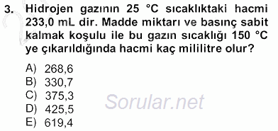 Genel Kimya 2 2012 - 2013 Ara Sınavı 3.Soru