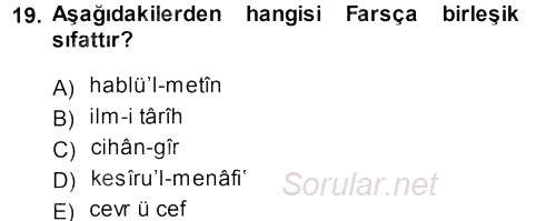 Osmanlı Türkçesi Metinleri 1 2013 - 2014 Ara Sınavı 19.Soru