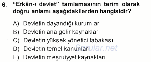 Osmanlı Türkçesi Metinleri 1 2013 - 2014 Ara Sınavı 6.Soru