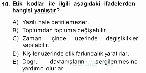 Spor Bilimlerine Giriş 2013 - 2014 Ara Sınavı 10.Soru