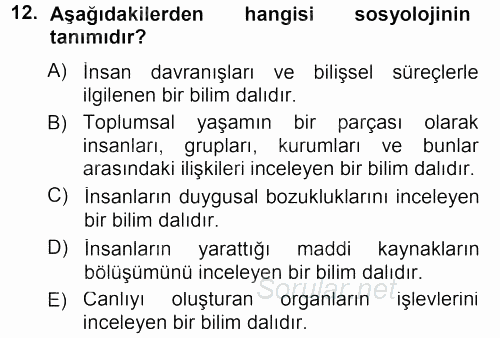 Spor Bilimlerine Giriş 2013 - 2014 Ara Sınavı 12.Soru