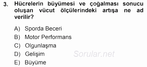 Spor Bilimlerine Giriş 2013 - 2014 Ara Sınavı 3.Soru