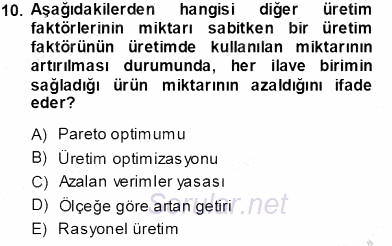 İktisada Giriş 1 2013 - 2014 Tek Ders Sınavı 10.Soru