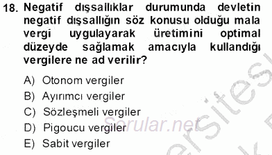 İktisada Giriş 1 2013 - 2014 Tek Ders Sınavı 18.Soru