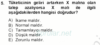 İktisada Giriş 1 2013 - 2014 Tek Ders Sınavı 5.Soru